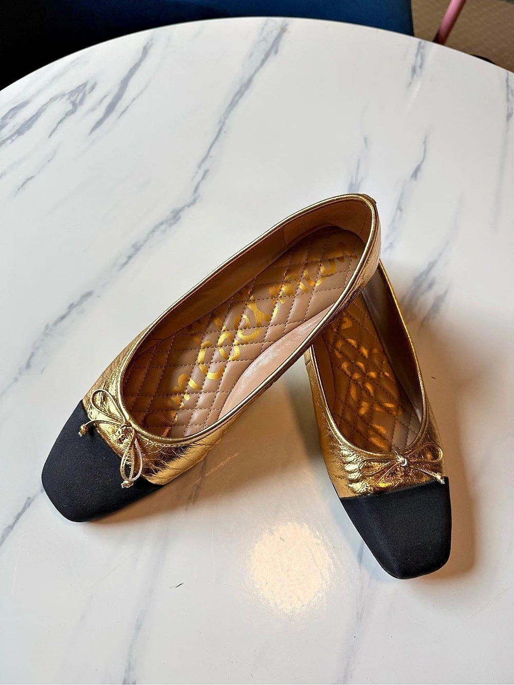 Sam Edelman Alie Cap Toe Ballet Flat Gold & Black